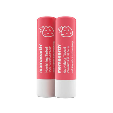 Mamaearth Nourishing Tinted 100% Natural Lip Balm with Vitamin E and Strawberry 4 g - (Pack of 2)